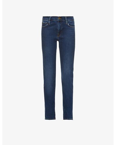 FRAME Le Garcon Straight-leg Mid-rise Cotton-blend Denim Jeans - Blue