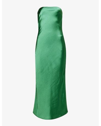 Pretty Lavish Heather Slim-fit Satin Maxi Dress - Green