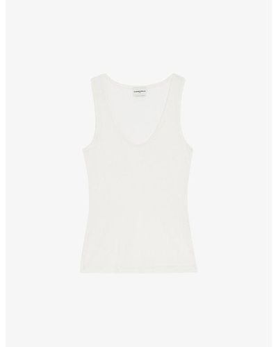 Claudie Pierlot Scoop-neck Modal And Silk Vest Top - White