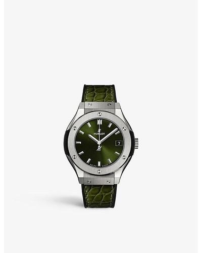 Hublot 581.nx.8970.rx Classic Fusion And Rubber Quartz Watch - Green