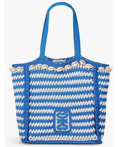 Sandro Stripe-pattern Woven Tote Bag - Blue