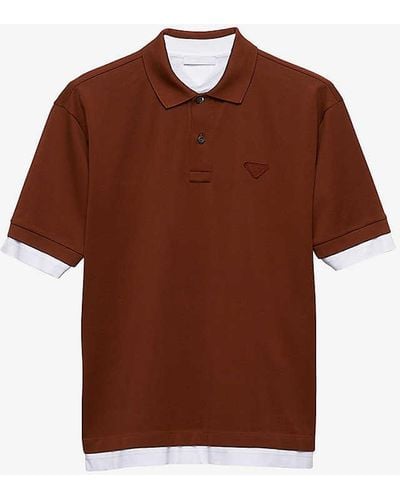 Prada Conceptual-triangle Cotton Polo Shirt X - Brown
