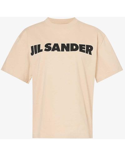 Jil Sander Logo-print Boxy-fit Cotton-jersey T-shirt - Natural