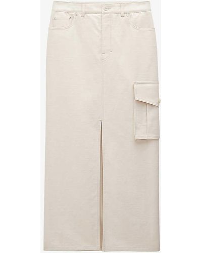 Filippa K Patch-pocket Cotton And Linen Maxi Skirt - White
