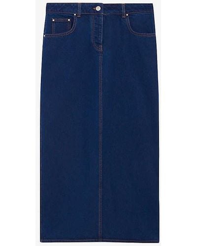Claudie Pierlot Straight-fit Mid-rise Denim Midi Skirt - Blue