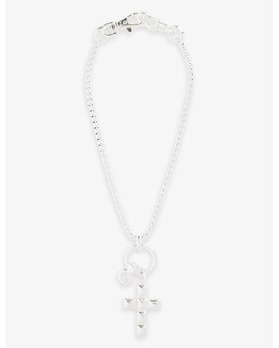 Martine Ali Dimitra Cross-pendant 925 Sterling- Plated Brass Necklace - White