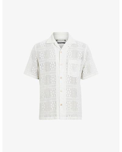 AllSaints Caleta Relaxed-fit Embroidered Organic-cotton Shirt - White