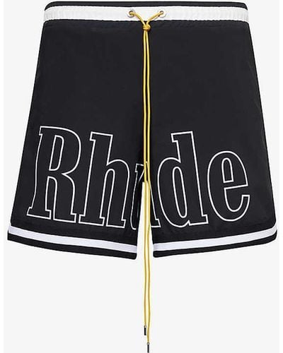 Rhude Basketball Brand-print Woven Shorts - Black