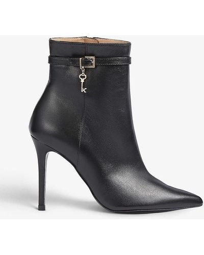 LK Bennett Clover Key-charm Leather Heeled Ankle Boots - Black
