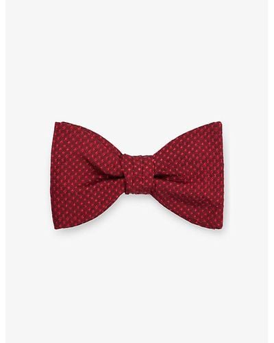 HUGO Spotted Silk-jacquard Bow Tie - Red