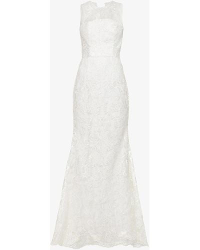Chi Chi London Sleeveless Lace Wedding Gown - White