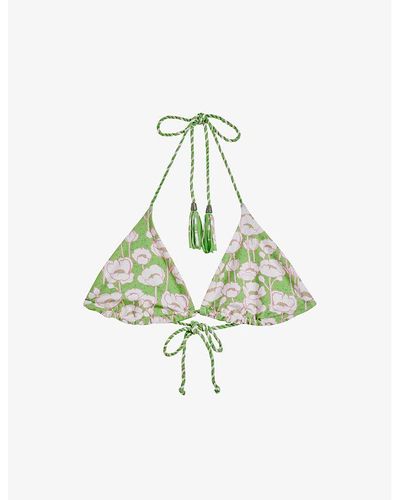 Ted Baker Reversible Floral-print Bikini Top - Green