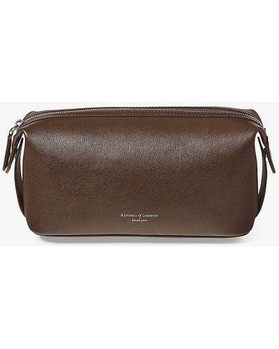Aspinal of London Mount Street Leather Wash Bag - Brown