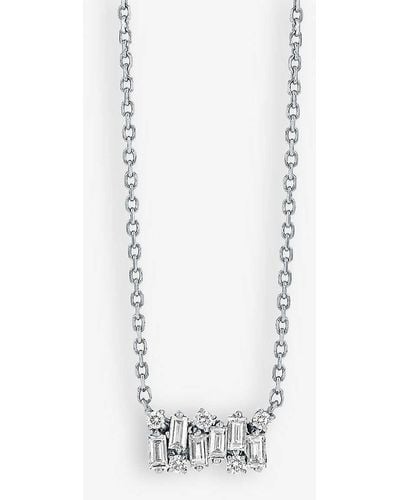 Suzanne Kalan Shimmer Small 18ct White-gold, 0.27ct Baguette-cut Diamond And 0.06ct Brilliant-cut Diamond Necklace
