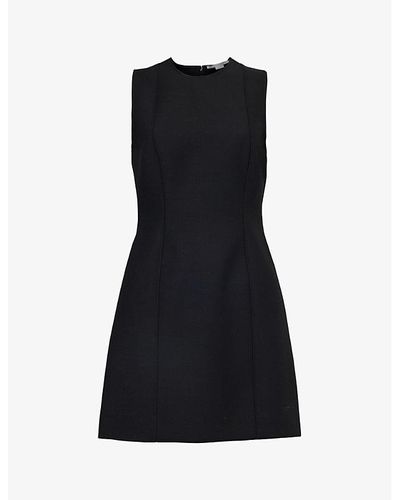 Stella McCartney Sleeveless Round-neck Woven Mini Dress - Black