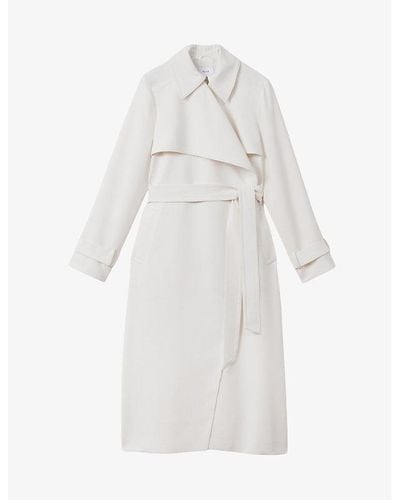 Reiss Etta Self-tie Double-breasted Woven Trench - White