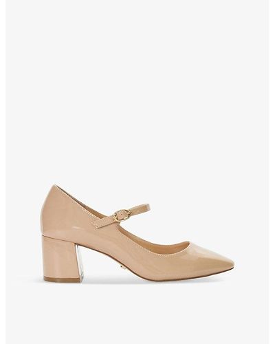 Dune Aleena Double-strap Heeled Faux-leather Mary Janes - Natural