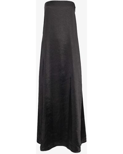 4th & Reckless meggan Curved-neck Satin Midi Dress - Black