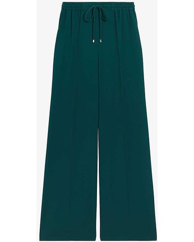 Ted Baker Liliaah Drawstring-waist Wide-leg Woven Trousers - Green