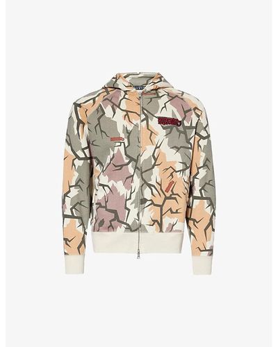 BBCICECREAM Uflage-pattern Brand-appliqué Zipped Cotton-jersey Hoody X - White