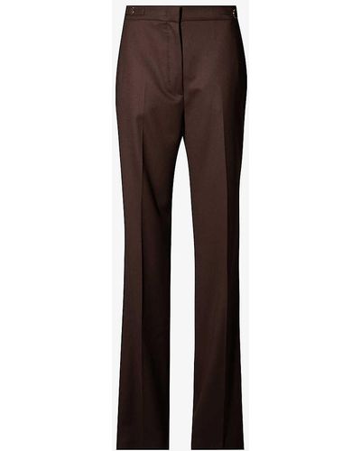 Gabriela Hearst Vesta Pressed-crease Straight-leg Mid-rise Wool Trousers - Brown
