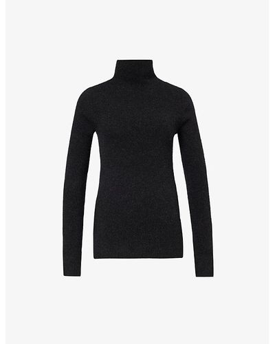 Lauren Manoogian High-neck Ribbed Alpaca Wool-blend Knitted Sweater - Black