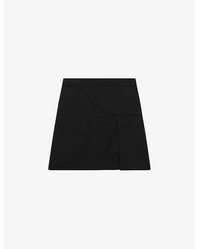 Reiss Erin Front-split Linen Mini Skirt - Black