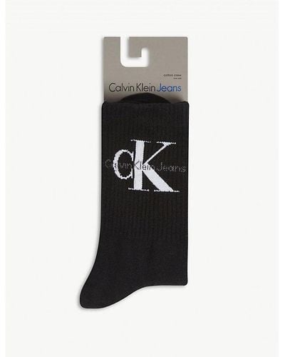 Calvin Klein Logo Cotton-blend Socks - Black