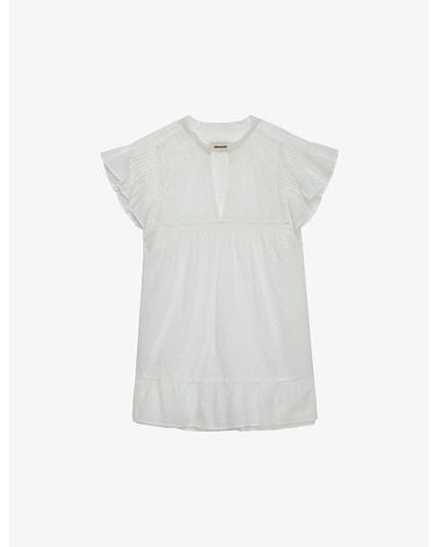 Zadig & Voltaire Tiza Frilled-sleeve Satin Blouse - White