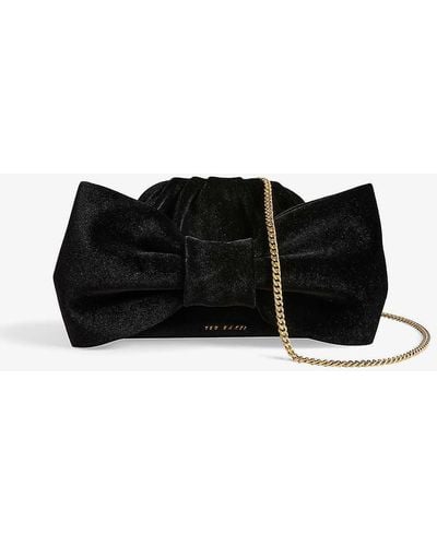 Ted Baker Niasie Bow Velvet Clutch Bag in Black Lyst UK