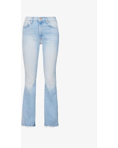 Mother The Weekender Frayed-hem High-rise Stretch-denim Jeans - Blue
