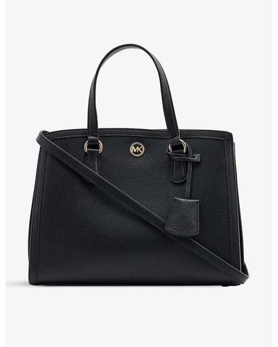 MICHAEL Michael Kors Chantal Medium Leather Tote Bag - Black