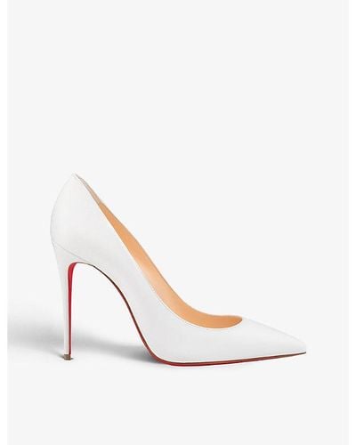 Christian Louboutin Kate 100 Pointed-toe Leather Heeled Courts - White
