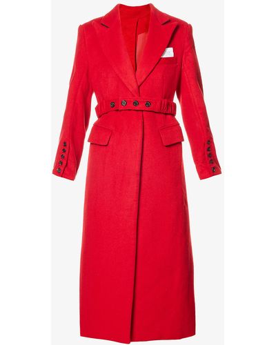 ROKH Notched-lapel Padded-shoulder Tailored-fit Wool-blend Coat