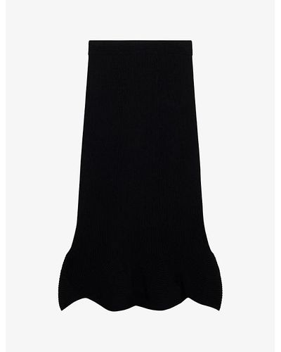 Ted Baker Velenaa Curved-hem High-rise Stretch-knit Midi Skirt - Black