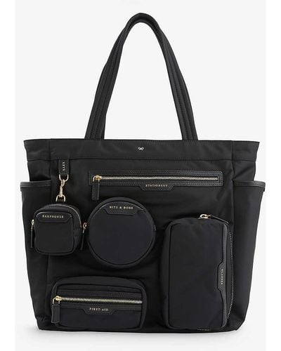 Anya Hindmarch Commuter Patch-pocket Recycled Nylon Tote Bag - Black