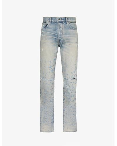 Amiri Shotgun Distressed Straight-leg Denim Jeans - Blue