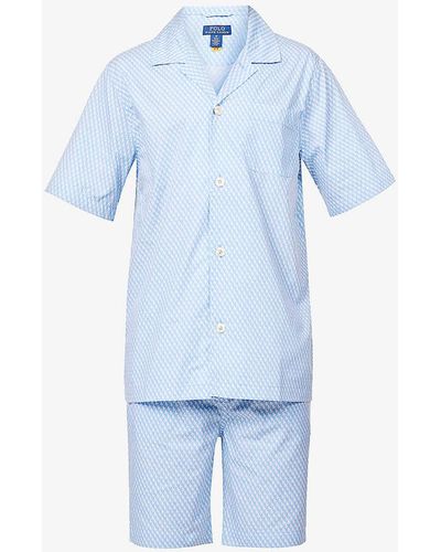 Polo Ralph Lauren Camp-collar Regular-fit Cotton Pyjama Set - Blue