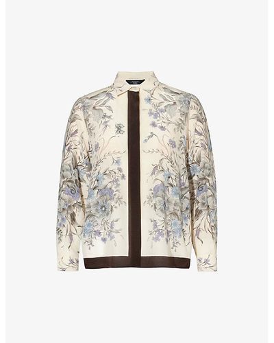 Weekend by Maxmara Ponte Floral-print Relaxed-fit Silk Shirt - Natural