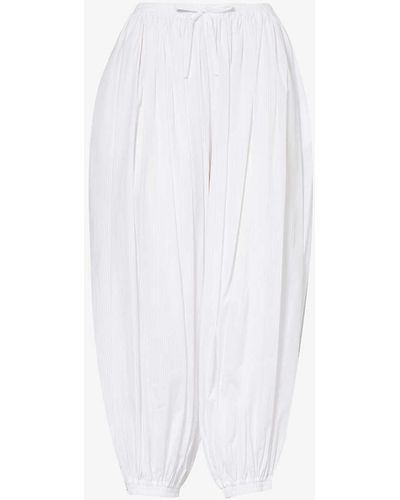 Alaïa Cropped-leg High-rise Cotton-poplin Trousers - White
