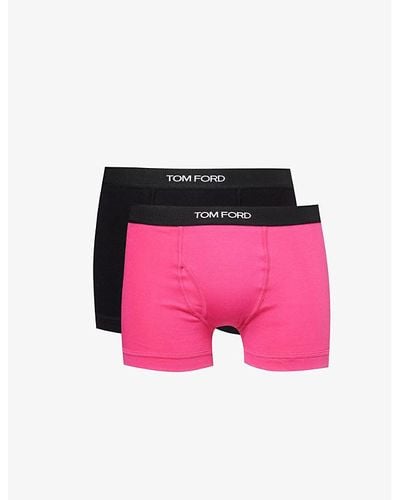 Tom Ford Logo-waistband Pack Of Two Stretch-cotton Boxer - Pink