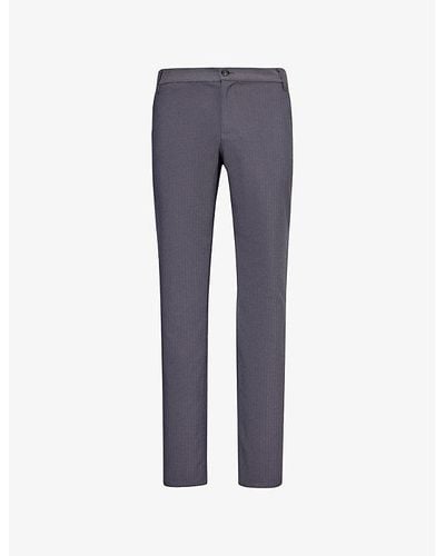 PAIGE Stafford Straight-leg High-rise Stretch-woven Blend Trousers - Blue