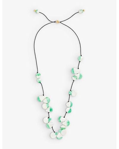Panconesi Vacanza Enamel-dipped Pearl Cord Necklace - Green
