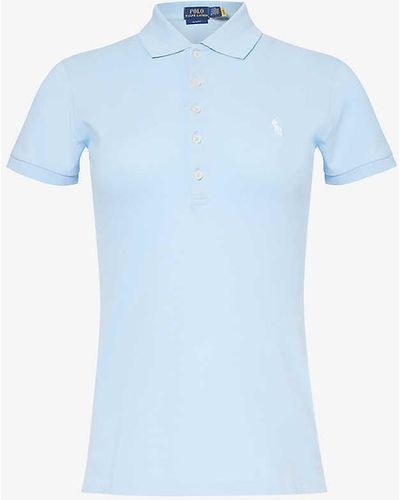 Polo Ralph Lauren Julie Logo-embroidered Stretch-cotton Polo Shirt - Blue