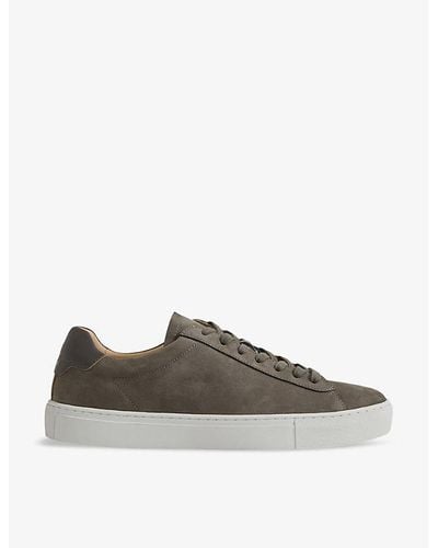 Reiss Finley Logo-embossed Leather Low-top Trainers - Grey