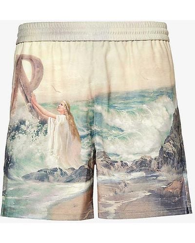 Represent Higher Truth Graphic-print Stretch-woven Shorts - White
