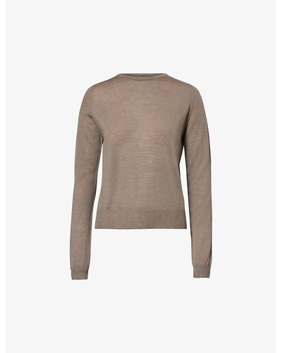 Rick Owens Round-neck Relaxed-fit Wool Sweater - Natural