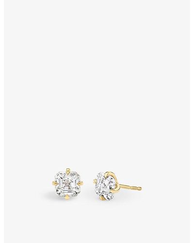 Vrai Solitaire 14ct Yellow-gold And 1.5ct Lab-grown Diamond Stud Earrings - White