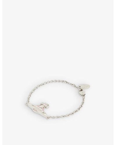 Vivienne Westwood Kika Crystal-embellished Brass Bracelet - Natural