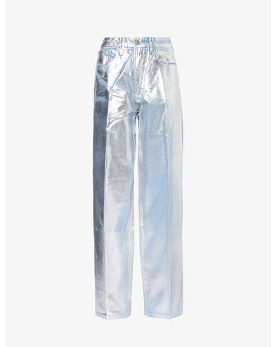 GOOD AMERICAN Good '90s Metallic Relaxed-fit Denim-blend Jeans - Blue
